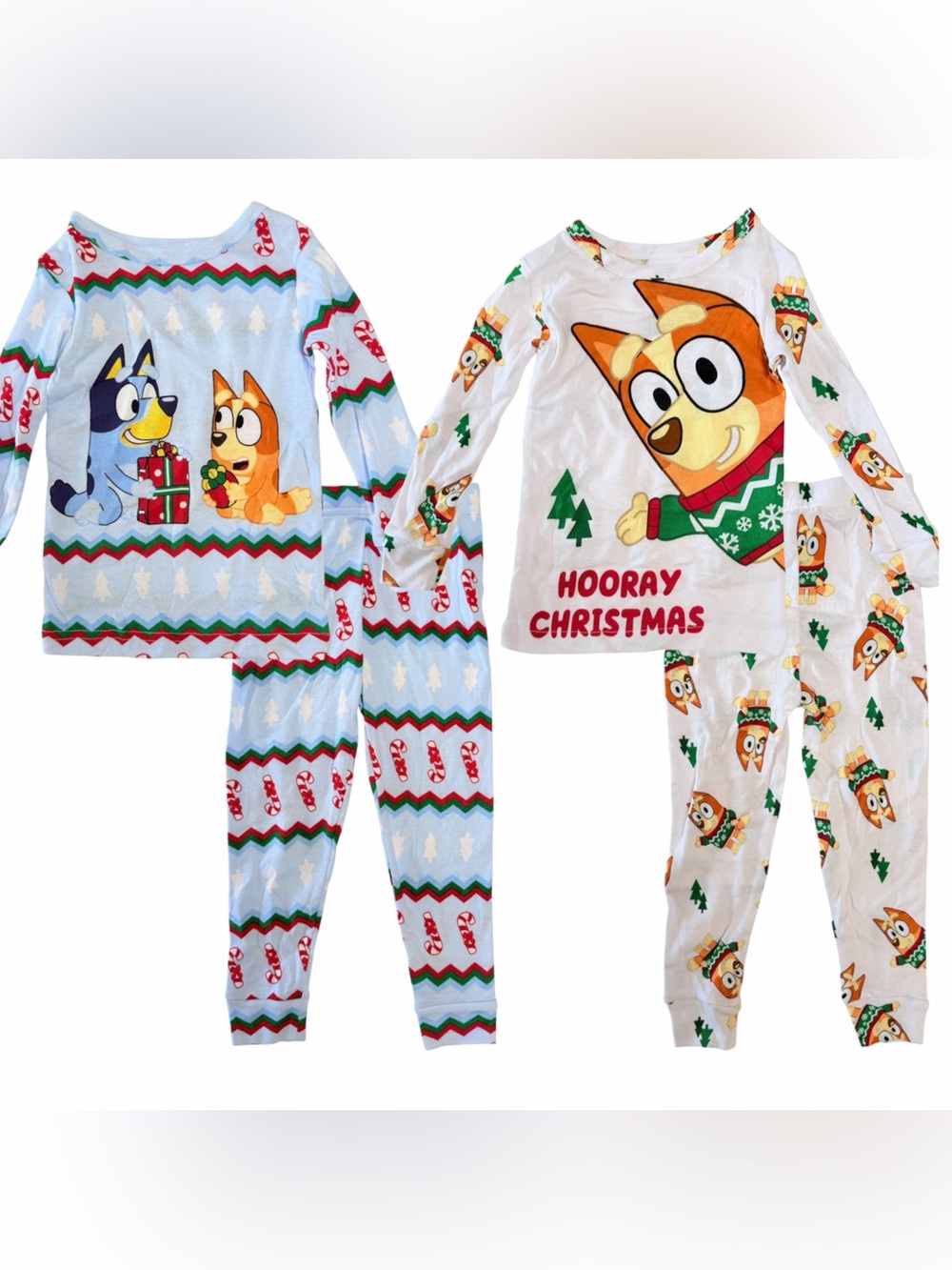 Bluey Bingo Christmas Pajamas 3T 4 Piece Cotton Set NWT